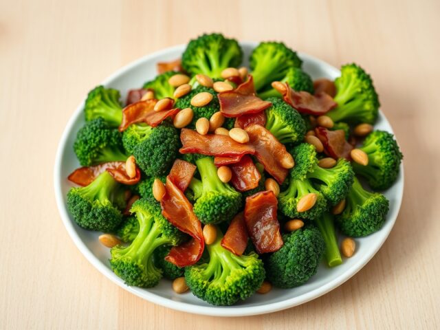 Broccoli met spek en pijnboompitten