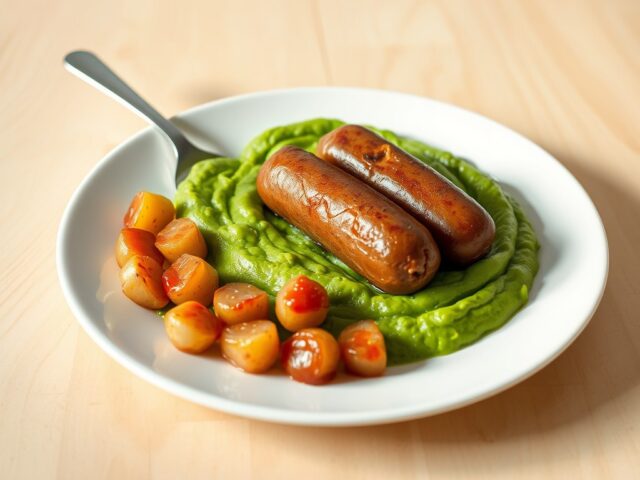 Broccolipuree met saucijsjes