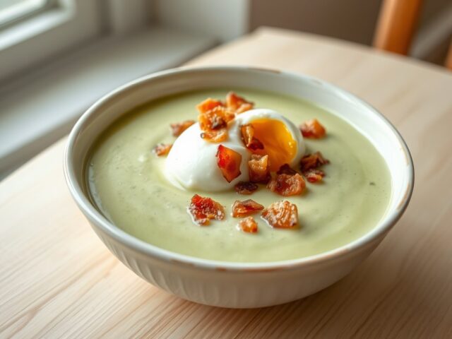 Broccolisoep met bacon en ei
