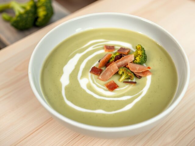 Broccolisoep met gerookte paling