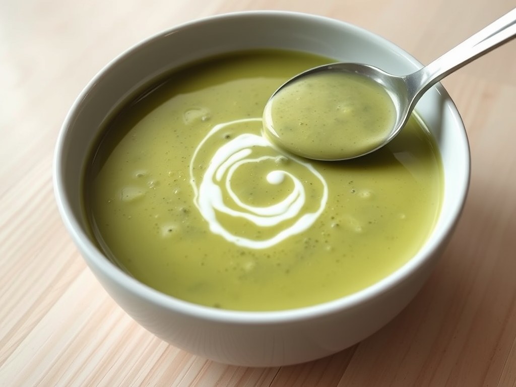 Broccolisoep met spinazie, AI-gegenereerde illustratie
