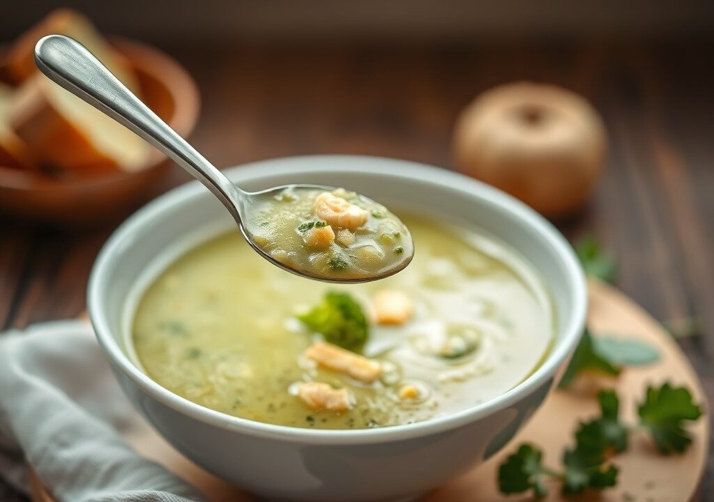 Broccolisoep van stronk — AI-gegenereerde illustratie