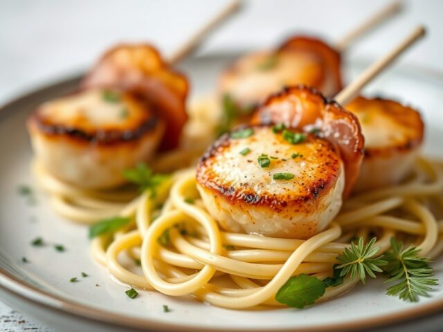 Brochettes van sint-jacobsschelpen