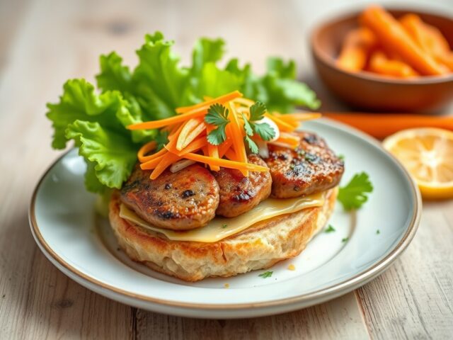 Broodje kibbeling met wortelsla