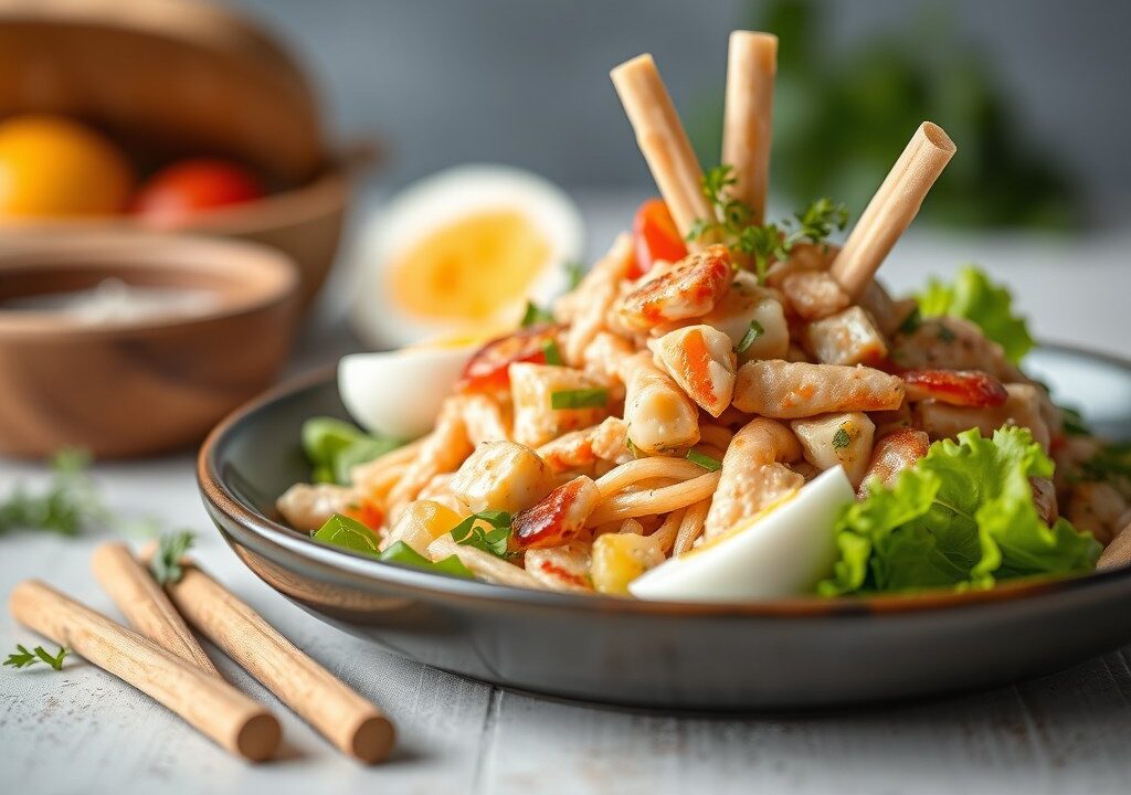Broodje krabsalade, AI-gegenereerde illustratie