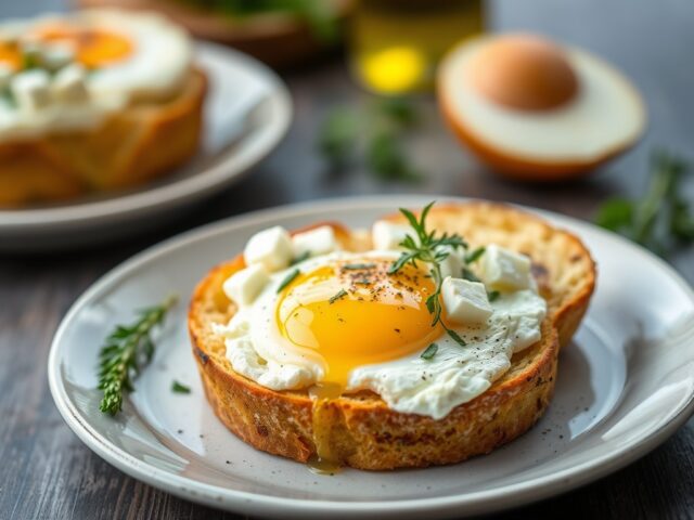 Broodje Mediterraans met ei en feta — AI-gegenereerde illustratie
