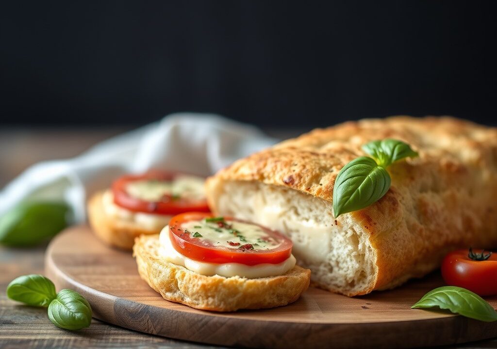 Broodje met gekruide Hüttenkäse, AI-gegenereerde illustratie