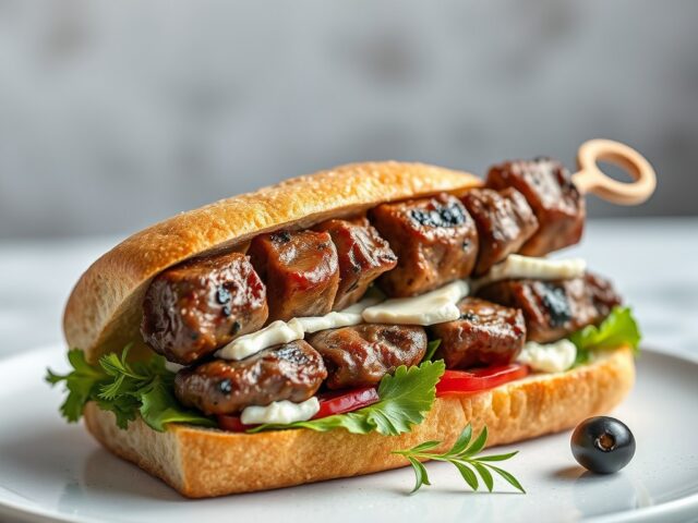 Broodje met vleesspiesje