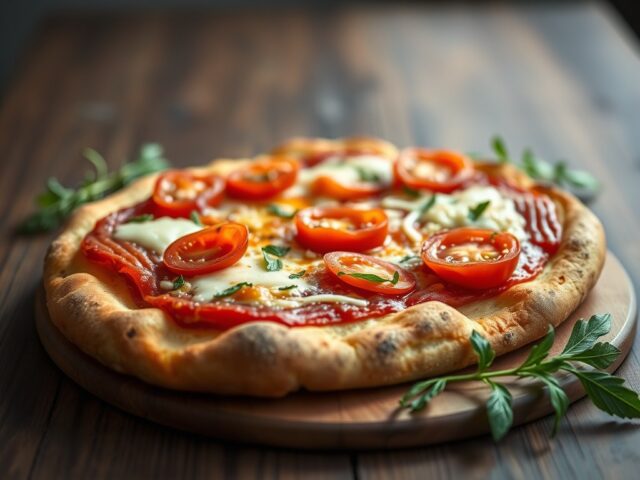 Broodpizza met Peppadew — AI-gegenereerde illustratie