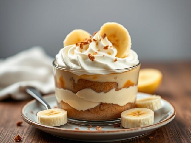 Broodpudding met baileys en banaan