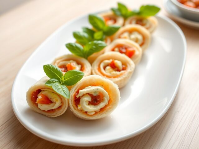 Broodrolletjes met ei en basilicum