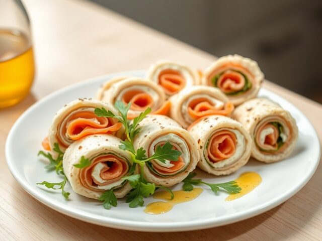 Broodrolletjes van zalm en bieslookkaas