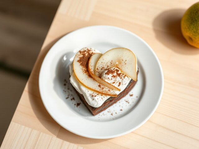 Browniehart met chocolade en peer