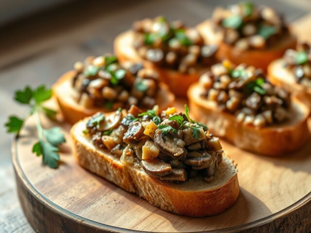 Bruchetta met tartaar van bospaddenstoelen