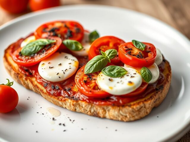 Bruchetta met tomaat, basilicum en mozzarella