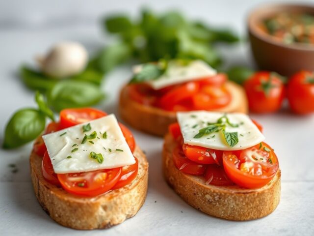 Bruschetta al Pomodori — AI-gegenereerde illustratie