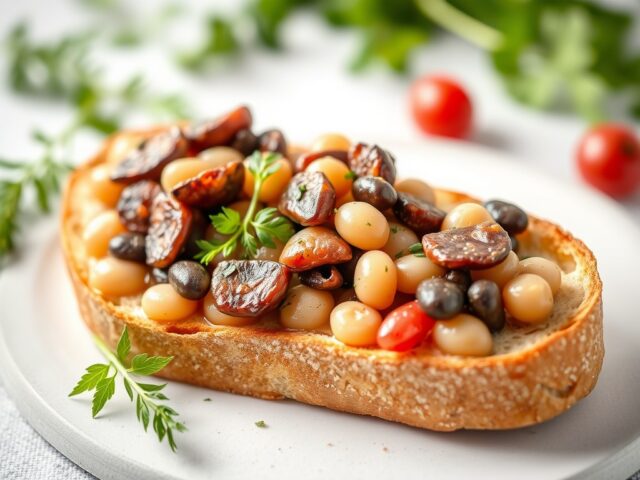 Bruschetta met boontjes en ansjovis