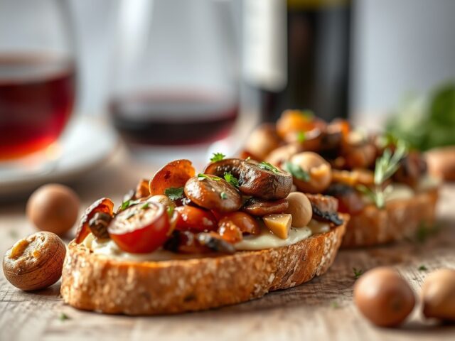 Bruschetta met gemarineerde champignons