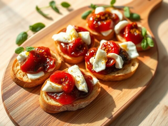 Bruschetta met Red Pearl tomatenjam en mozzarella