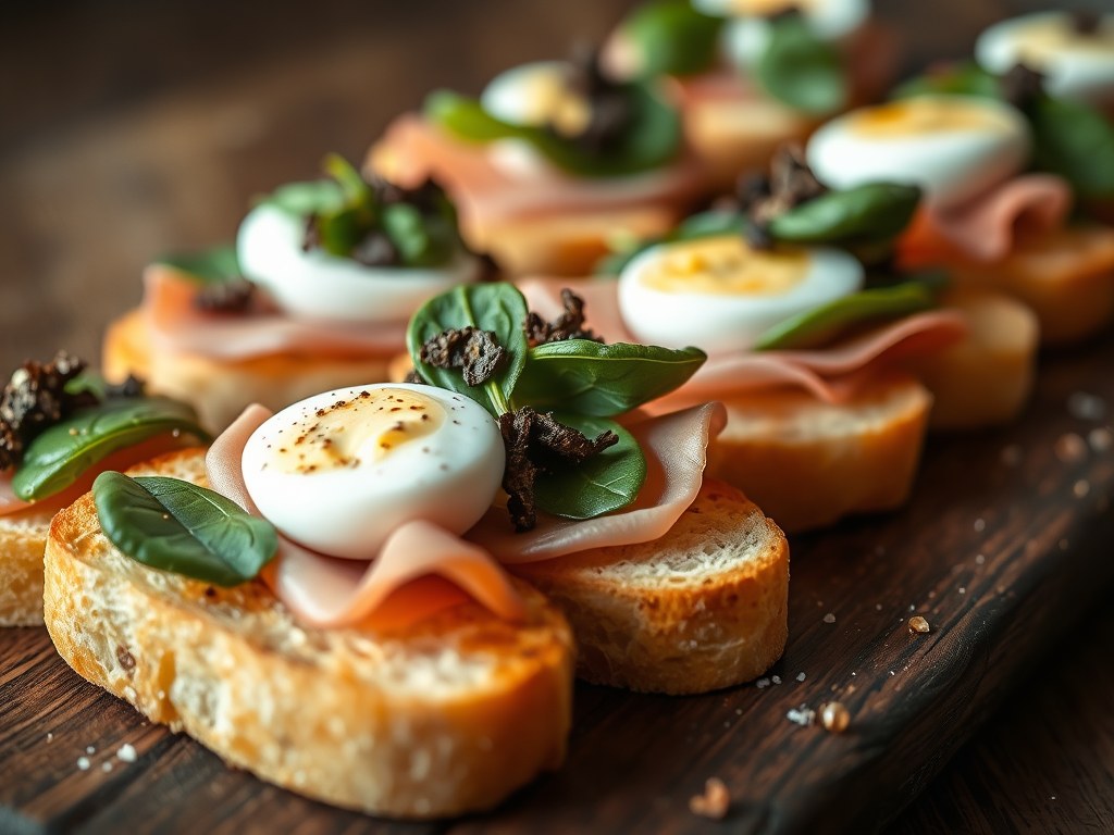 Bruschetta met truffel, AI-gegenereerde illustratie