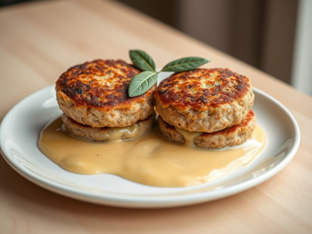 Burgers met mosterdsaus, AI-gegenereerde illustratie