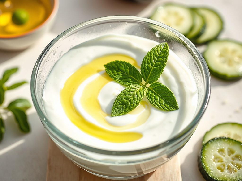 Cacik = Yogurt mint ,knoflook, AI-gegenereerde illustratie