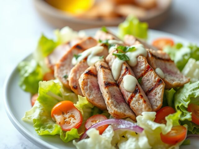 Caesar’s salad met gegrilde tonijn — AI-gegenereerde illustratie
