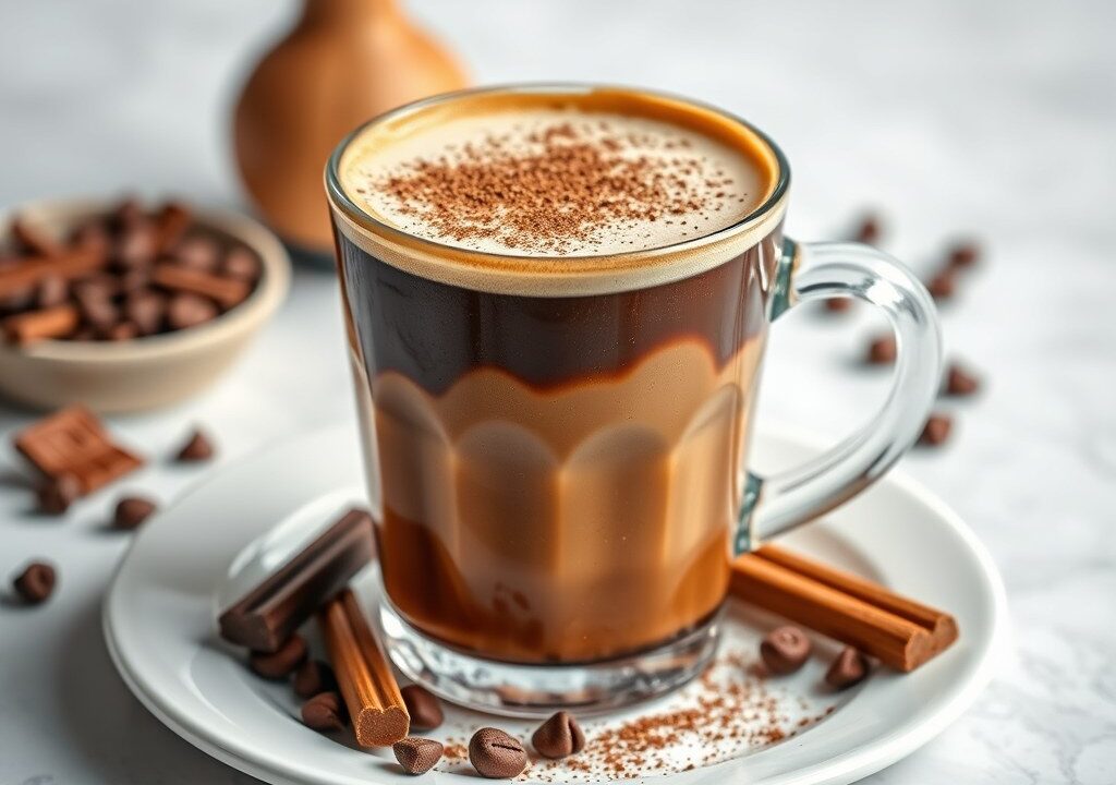 Café mexicano met chocola en koffielikeur, AI-gegenereerde illustratie