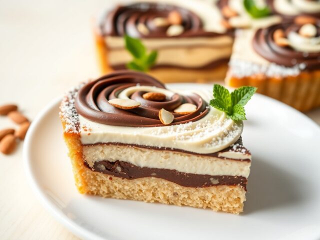 Cake taart met witte en bruine chocolademousse