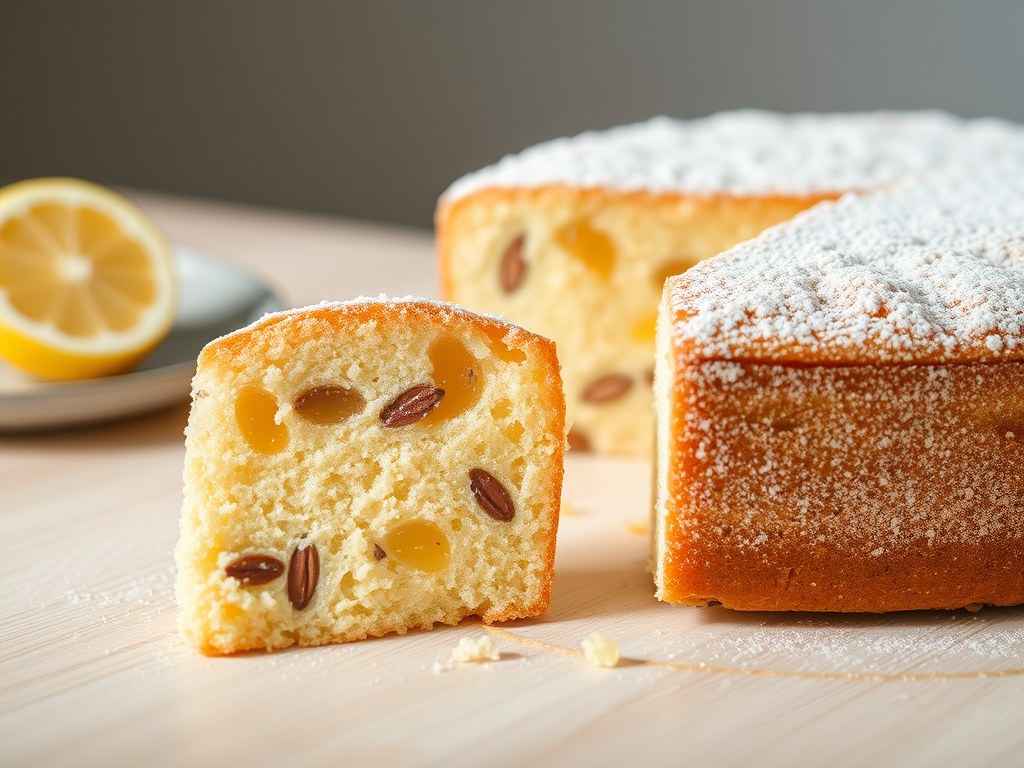 Cake van Citroen en Suikerbonen, AI-gegenereerde illustratie
