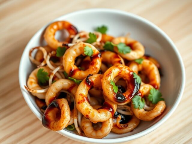 Calamarringen met sojascheuten