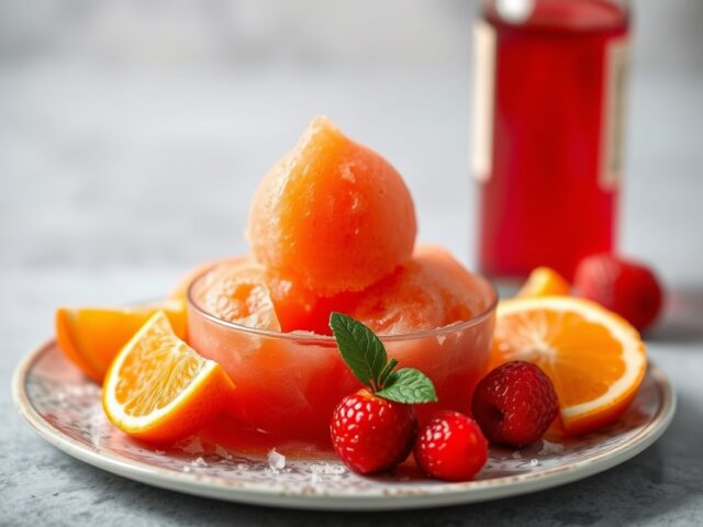 Campari orange sorbet.