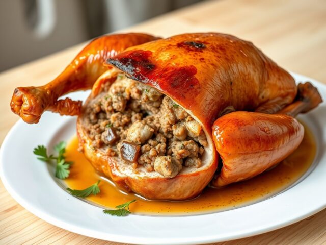 Canard farci à Espagnole