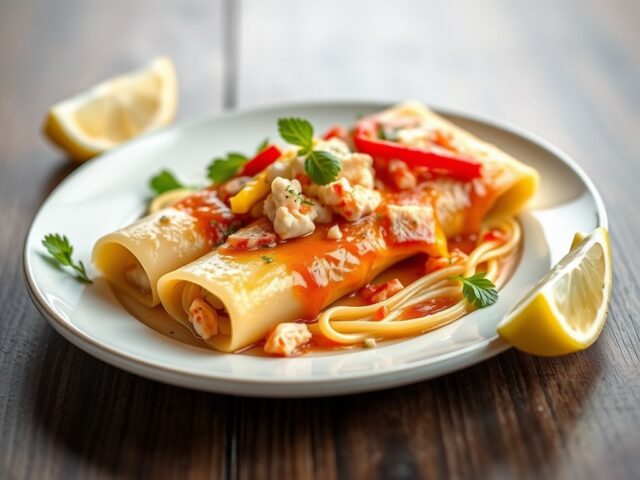 Cannelloni met krab en groentegarnituur