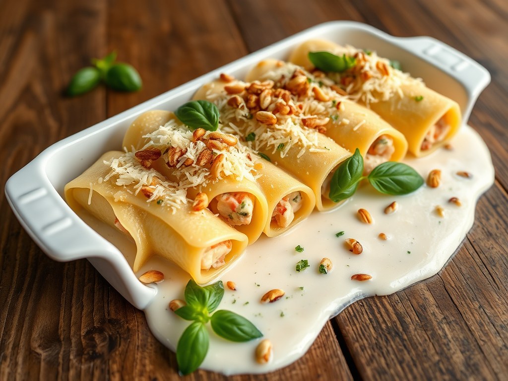 Cannelloni met kreeft, AI-gegenereerde illustratie