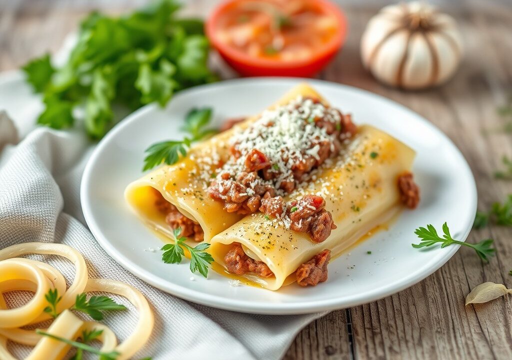 Cannelloni met pittige gehaktvulling — AI-gegenereerde illustratie