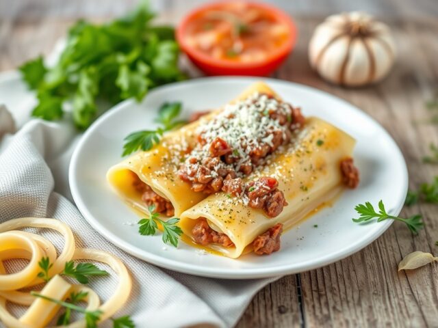Cannelloni met pittige gehaktvulling — AI-gegenereerde illustratie