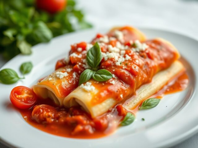 Cannelloni met Ricotta en Napelse Tomatensaus — AI-gegenereerde illustratie