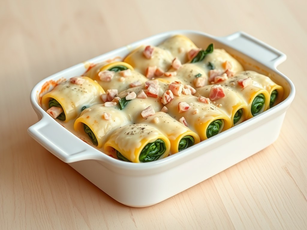 Cannelloni met spinazie, AI-gegenereerde illustratie