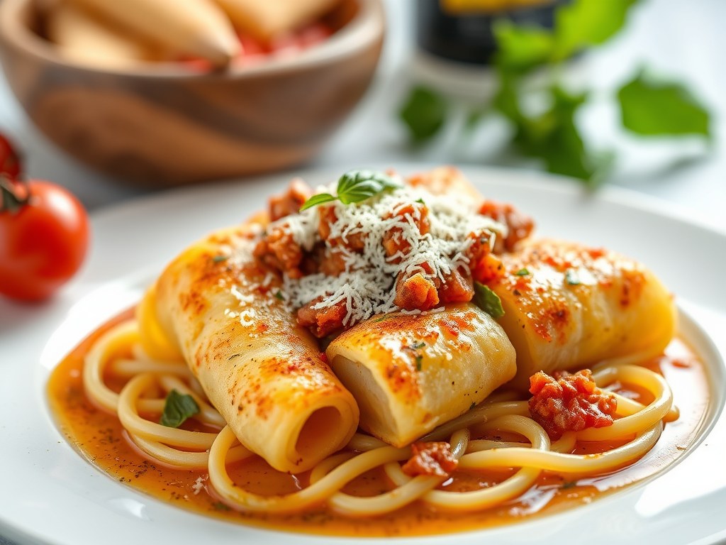 Canneloni van truffel en aardappel, AI-gegenereerde illustratie
