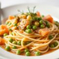 Capellini met gerookte zalm en saus van artisjok