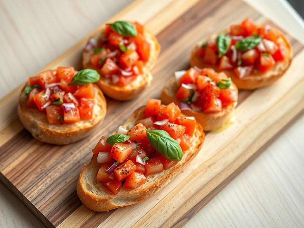 Caprese Bruschetta, AI-gegenereerde illustratie
