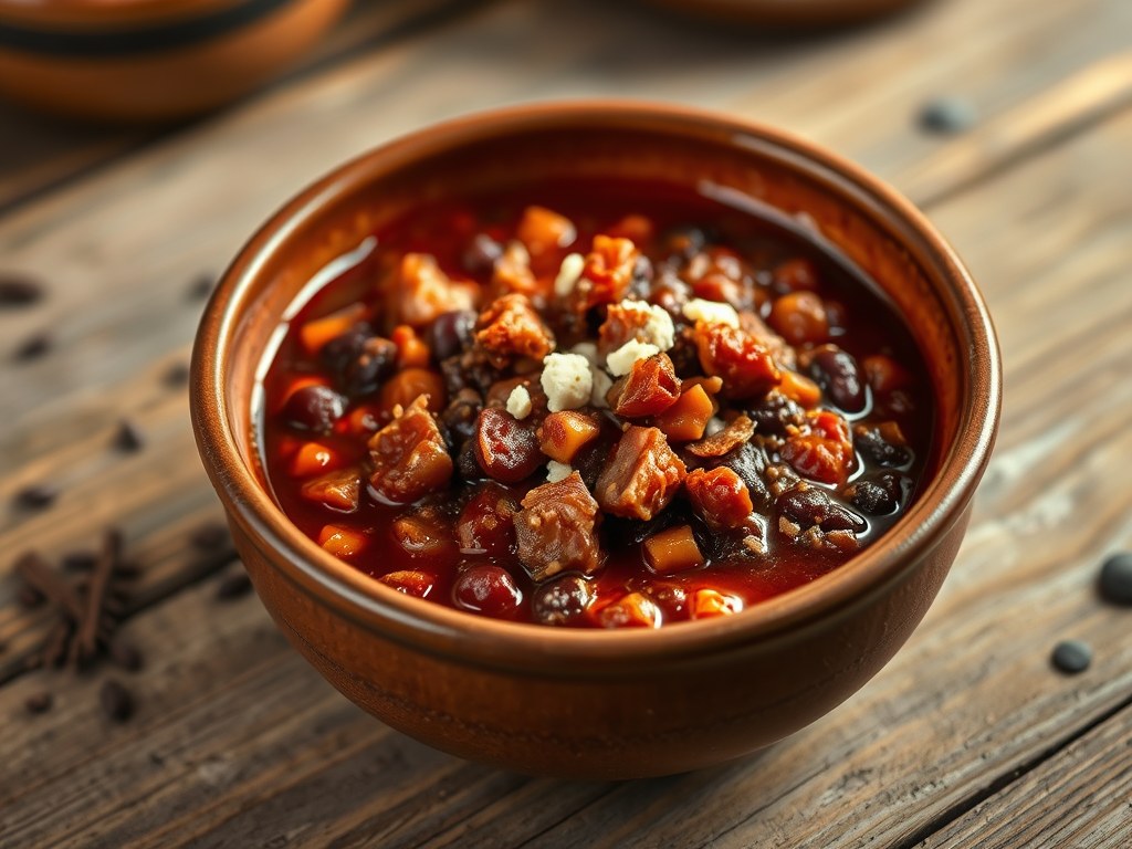 Carne con Chili (ipv Chili con Carne), AI-gegenereerde illustratie