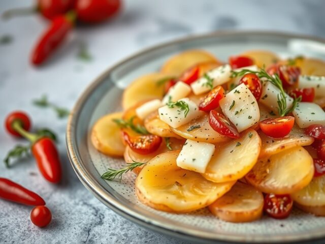 Carpaccio van aardappelen en Parmezaanse kaas — AI-gegenereerde illustratie