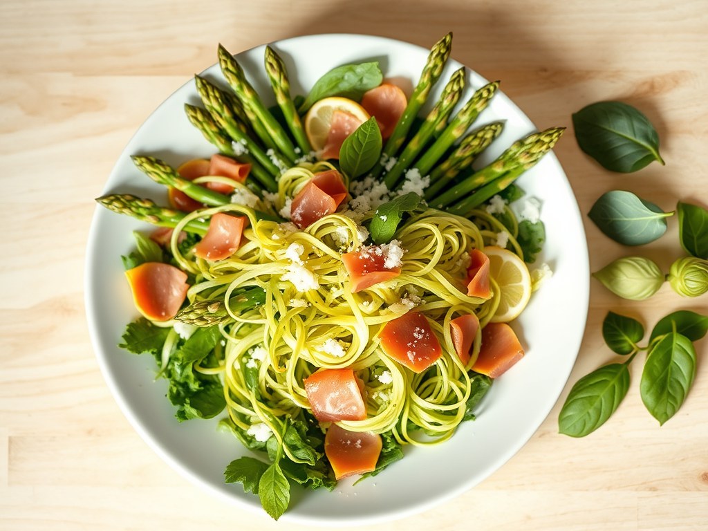 Carpaccio van asperges, AI-gegenereerde illustratie