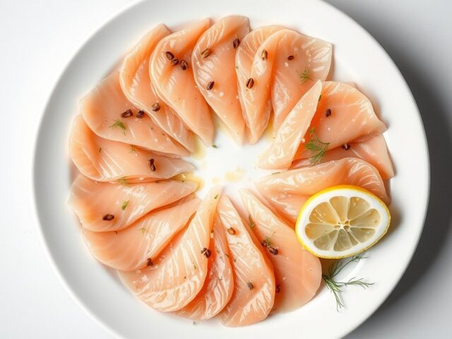 Carpaccio van gemarineerde zalm