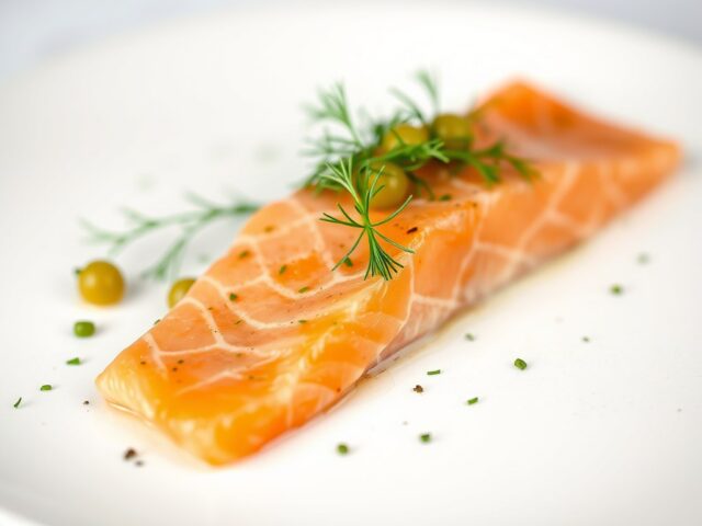 Carpaccio van gemarineerde zalm — AI-gegenereerde illustratie