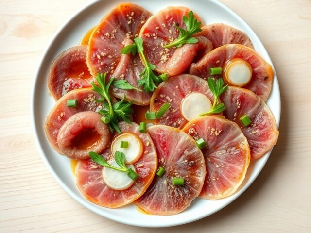 Carpaccio van lam en octopus