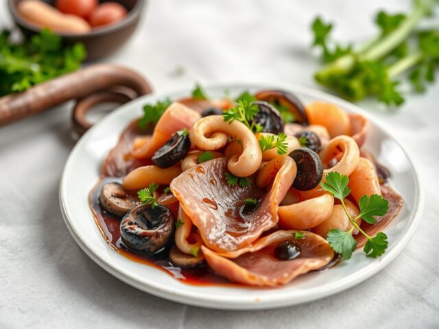Carpaccio van lam en octopus — AI-gegenereerde illustratie
