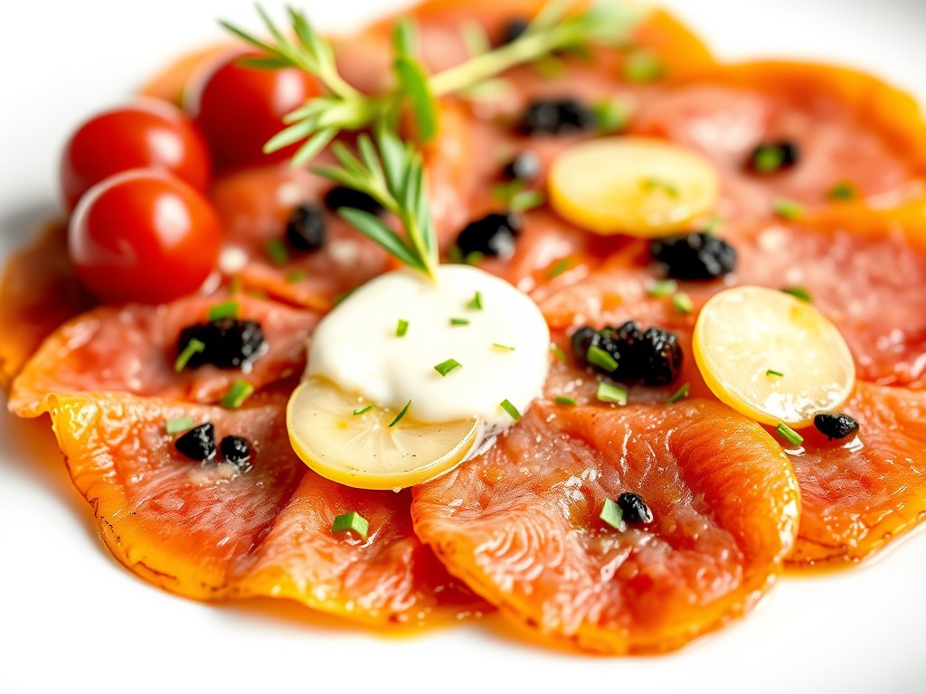 Carpaccio van Ossenworst, AI-gegenereerde illustratie